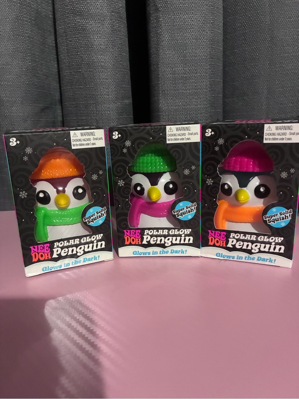Needoh Polar Glow Penguin Kids Toy - Pink, Green, Orange
